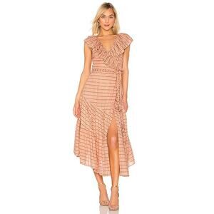 Apiece Apart Wrap Lurex Dress Womens Orange Striped Size 2 NWT